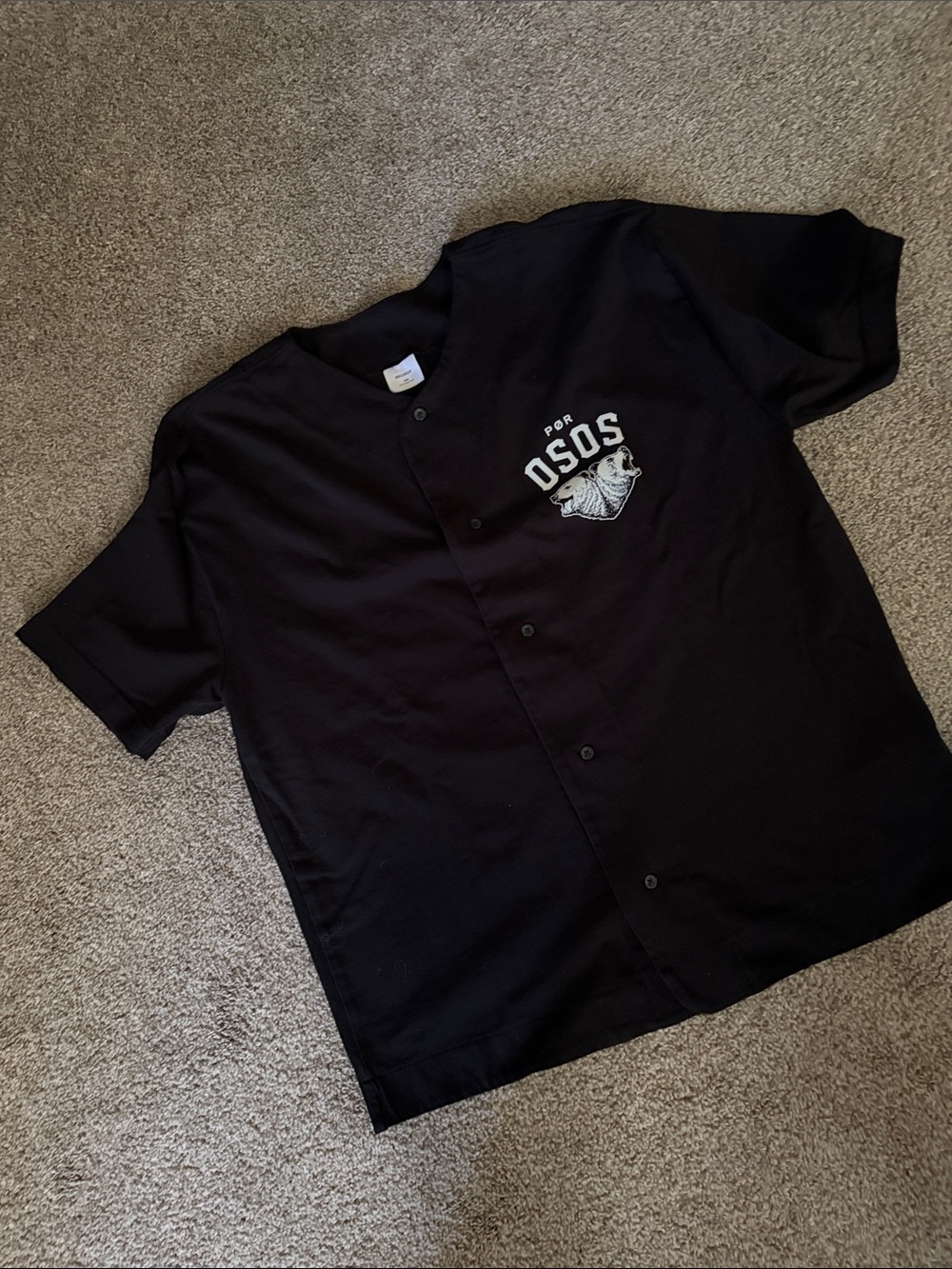 Graphic Black Short-Sleeve Button Baseball Jersey